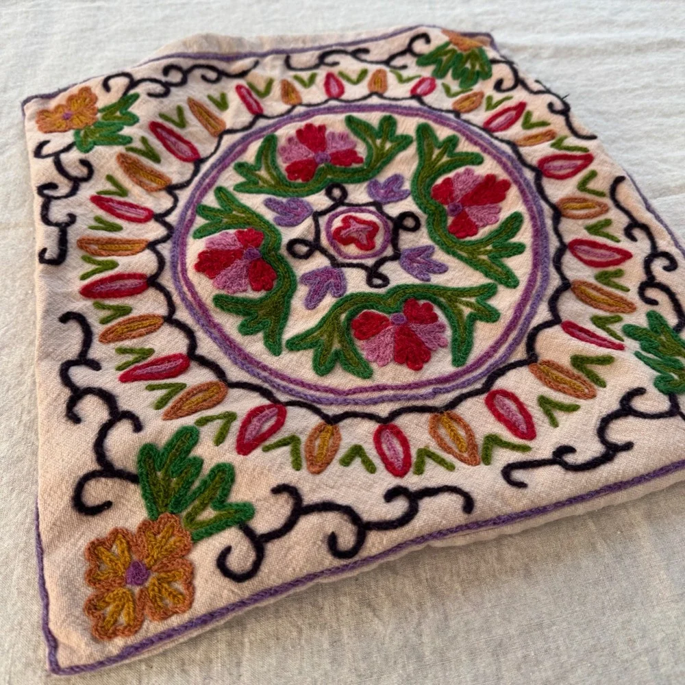 Vintage Kashmiri Crewel Embroidery Pillow Cover 16